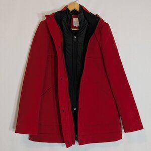CROFT & BARROW Red Hooded Heavy Coat; Lined; Zipper & Snap Closure; Size M